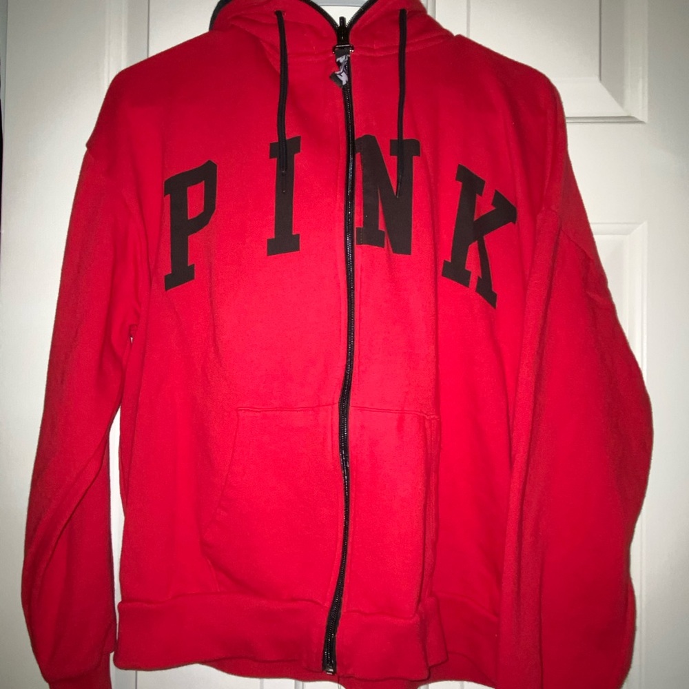 PINK ZIP UP HOODIE !!